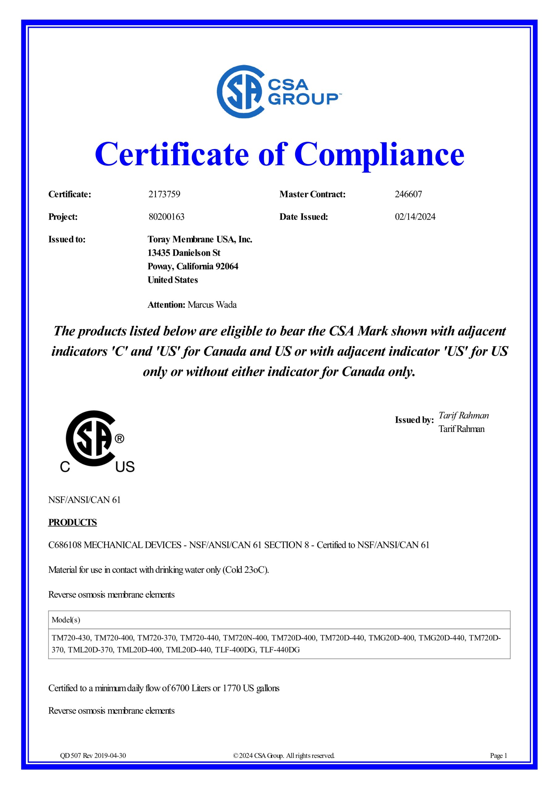 Certifikate nga toray